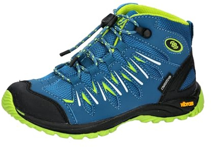 Brütting Girls Expedition Kids High Cross Running Shoe, Petrol Lemon, 3.5 UK