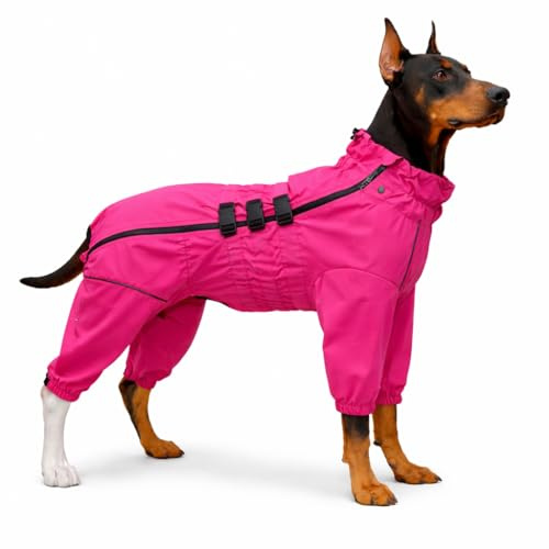 Dogs Waterproof Jacket, Lightweight Waterproof Jacket Reflective Safety Dog Raincoat Windproof Snow-proof Dog Vest for Small Medium Large Dogs Rosered 4XL
