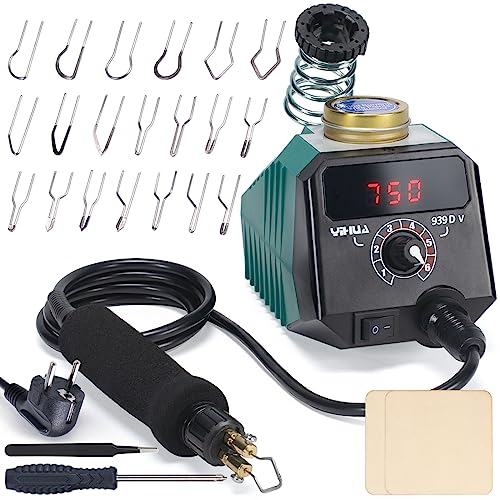 YIHUA 939D-V brandmalerei brennpeter für holz mit Digitalanzeige mit 20 Drahtspitzen, abnehmbarem holzbrennstift, 2 Holzstücken als brandmalerei holzbrennstift und Brenneisen für Holz