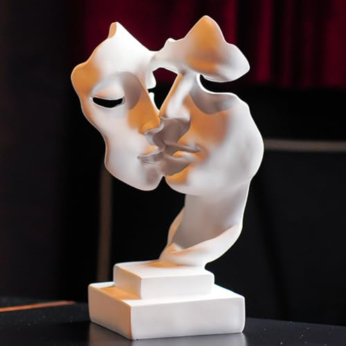 PIGPIGFLY Doppelgesichtige Weiss Statue,Deko Figuren,Deko Wohnzimmer,Home Store Dekoration, Modern Abstract Kunst Skulpturen Deko, Bürodekorationen,Polyresin, Geschenk