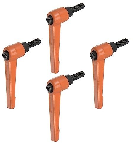 QUARKZMAN 4uds Ajustable Sujeción Palanca Manijas M6 x 16mm Macho Rosca Perno Perillas Giratorio Tornillo Bloqueo Rápida Liberación Trinquete Pulsador Botón Manija, Naranja