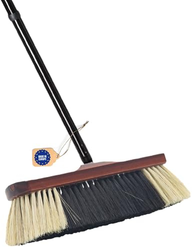Novaliv Zimmerbesen mit Stiel stabil ROSSHAAR Mischung Besen weiche Borsten Schrankbesen 4 TLG Steckstiel Gemischter Rosshaarbesen Besen für Laminat und Parkett Rosshaarbesen Naturborsten Stubenbesen