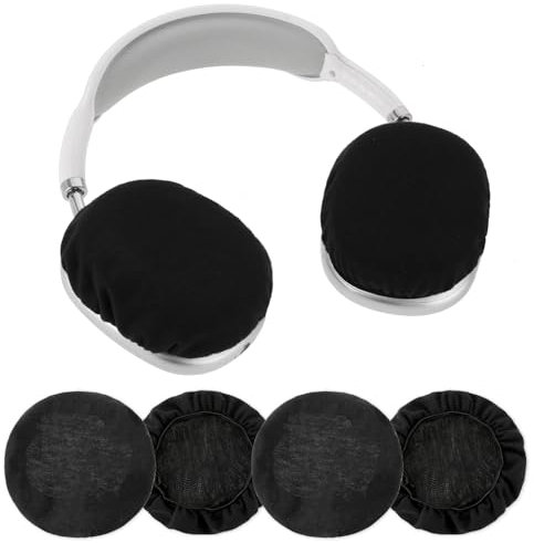 2 pares de fundas para auriculares lavables y elásticas, fundas protectoras negras para gimnasio, entrenamiento, aviación, carreras, juegos, almohadillas para orejas de 3.5 a 4.3 pulgadas