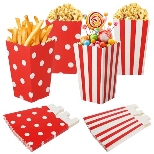 FINEASY 40 Stück Popcorn Tüten Popcorntüten Klein Popcorn Box Candy Container Partytüten für Salzstangen und Candybar Party Filmabend Geburtstagsfeier Snacks Behälter