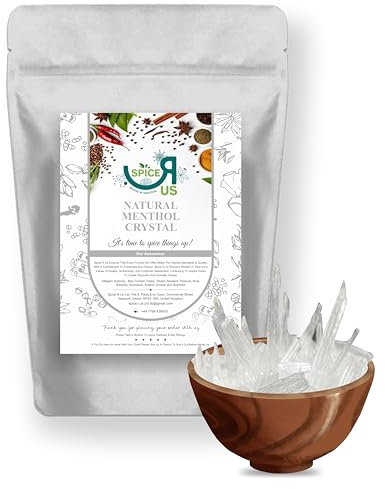 Pure Menthol Crystals Natural Aromatherapy Congestion Blocked Nose Relief Cold Flu Premium Quality by Spice R Us 25g-1900g (25g)