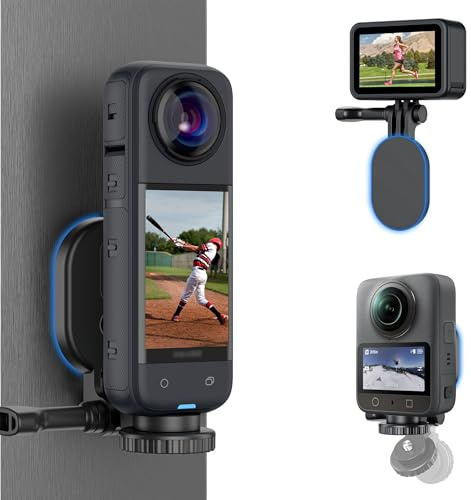 Magnetic Mount Stand for Insta 360 X5 X4 Air X3, Foldable Magnetic Mount for DJI Osmo Pocket 3 & Action 6/5 Pro/4/3 & Hero 13/12/11, Adjustable Angle Magnet Osmo 360 Adapter Holder with 1/420 Screw