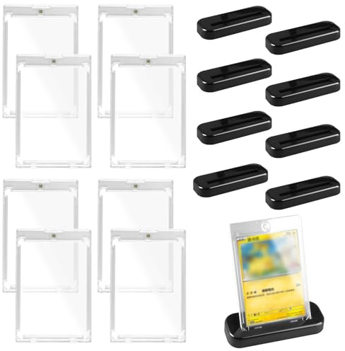 8 Pezzi Carte Cornici Acriliche Magnetiche, 35PT Magnetic Trading Card Holder con 8 Portacarte, Trasparente Proteggi Carte con Protezione UV per Schede del Gioco, Magic, Sport, Baseball, Collezione
