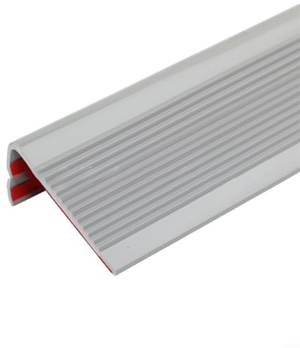 Jonikuper Nez d'escalier en caoutchouc pour plus de sécurité | Auto-antidérapant pour bordure | Convient pour carrelage, bois, métal, verre | 100 cm gris (gris)