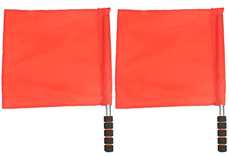 POENVFPO Drapeau D'arbitre Sportif 2 Pièces, Drapeaux de Juge de Ligne de Volley-ball avec Poignée en Acier Inoxydable pour Compétition de Match de Football en Plein Air (rouge)