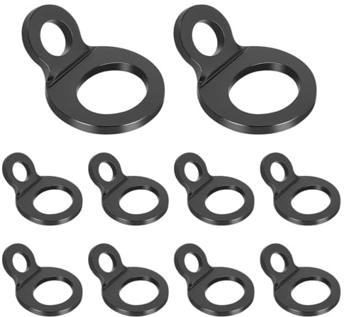 FHRYNA 10 piezas de argollas de amarre de acero inoxidable, accesorios de anillo de anclaje con junta tórica de color negro para montaje en garaje, taller, camión y remolque.