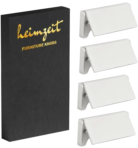heimzeit Maniglie per Mobili Flat 4 Pezzi in Lega di Zinco Bianco