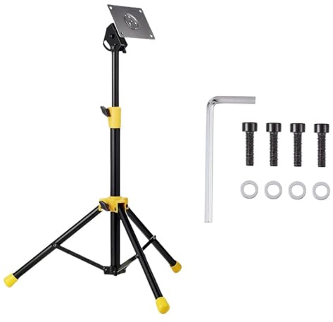 Snare trumstativ höjdjusterbart (52–96 cm) – robust stativ för övningsdynor och snaredrum, trebent och stabilt – slagfäste av järn för nybörjare och proffs, svart-gul