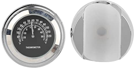 Generic Motorcykel Termometer Högkvalitativ Aluminium Temperaturmätare Tillbehör för Motorcyklar 7/8in-1in Storlekar (Svart)