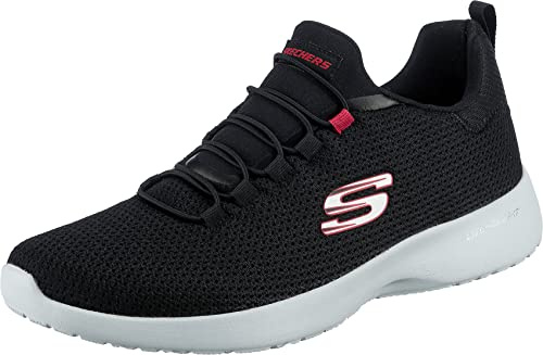 Skechers Men's Dynamight Sneaker, Black Mesh/Red Trim, 7 UK