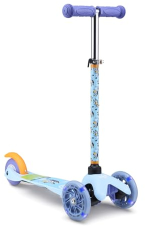 Bluey Self Balancing Kick Scooter with Light Up Wheels, Extra Wide Deck, 3 Wheel Platform, Foot Activated Brake, 75 lbs Limit, Kids & Toddlers Girls or Boys, for Ages 3 and Up