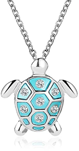 Yienate Schildkröte Halskette Choker Silber Schildkröte Anhänger Halskette Kette Blau Kristall Schildkröte Halskette Charme Niedlichen Tier Kristall Schmuck Geschenk Für Frauen Mädchen