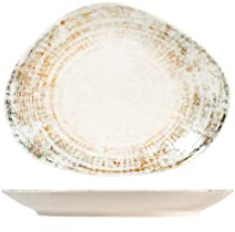 H&H Eris Piatto Ovale in Porcellana, 22cm, Design Moderno, Elegante, per servire le pietanze, Beige