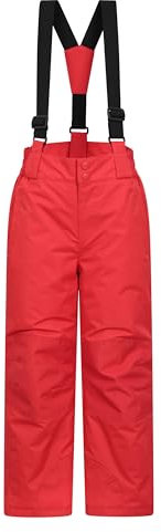 Mountain Warehouse Raptor Skihose für Kinder - Taschen, schneedichte Hose, abnehmbare Träger & Reißverschluss am Knöchel, Verstärkte Knie Winter - Jungen und Mädchen Rot 9-10 Jahre