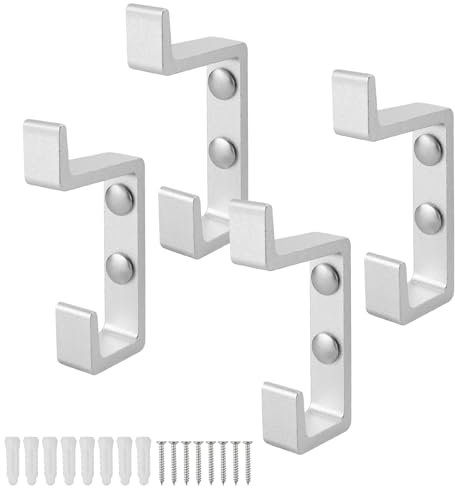 SHENGYIG Argent Patere Mural, 4 Pièce Patère Salle de Bain, Aluminium Spatial Épaissi, Patère Conception à Double Crochet, Livrée Avec Vis, Adaptée Salle Bain, Salon, Chambre