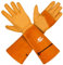 Leder-Gartenhandschuhe für Männer und Frauen, langer Unterarmschutz ornensicher, atmungsaktiv, Rosenschnitt, Gartensicherheit, Arbeitshandschuhe, Mehrzweck-Stulpe mit dicker Handfläche, Gelb, L, 1