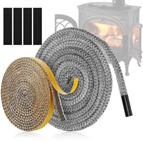 6 Pezzi Guarnizione Stufa a Pellet 10 mm*3m Guarnizione Stufa Pellet Guarnizione Stufa a Legna Guarnizioni per Forni 3mm*10mm*3m Guarnizione Vetro Stufa a Pellet Guarnizione per Stufa a Pellet