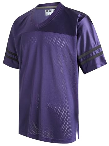 DEHANER Purple Plain American Football Jerseys for Men Women 90s 00s 10s Hip Hop Hipster Shirts Workout Tops Streetwear Black Stripe-Purple Jersey,Men Size X-Large