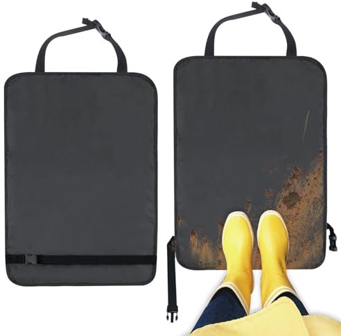 2 Stück Auto Rückenlehnenschutz Schwarz, 60 x 45 cm Auto Rückenlehne, Autositz Schutz Rückseite Kinder, Oxford Wasserdicht und Pflegeleicht, Sitzschoner Auto Rückenlehne für Limousinen, LKW, SUV