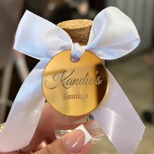 Targhette a specchio in acrilico personalizzate con nome, bomboniere di fidanzamento, etichette regalo in acrilico, per bomboniere, battesimo, matrimonio, fidanzamento (10-100 pezzi)