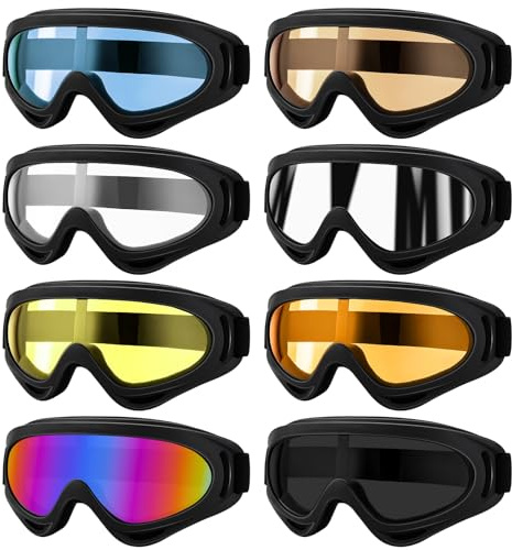 Ski Goggles, 8 Pack Snowboard Goggles for Men Women Kids, Skiing Snowboard Motorcycle Glasses for Adult Youth, Colorful