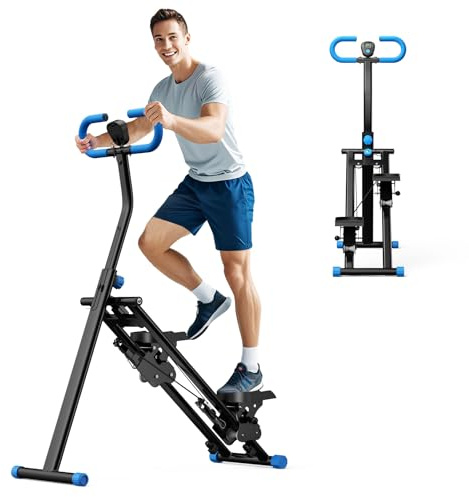 Stepper 2025 para el hogar, máquina escaladora vertical Stairmaster para entrenamiento de cuerpo completo, escaladora de ejercicio cardio compacta y plegable con ancho de paso extendido, manubrios y