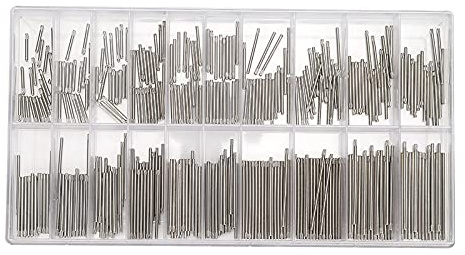 Agatige 400 Stück Uhrenarmband-Federstege, 1 mm Dicke Metallarmband-Verbindungsstifte, 8 bis 27 mm Uhrenarmband-Stifte, Ersatz-Set für Uhrmacher