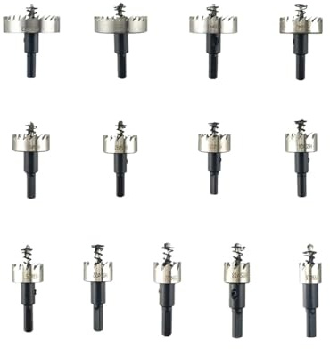 12 pezzi 15-50mm HSS sega a tazza Set punta da trapano in acciaio ad alta velocità corona di perforazione for utensile taglio for legno in lega metallica(13PCS 16-53mm)