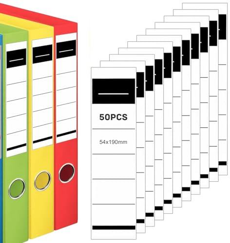 50 Pcs Self Adhesive Folder Spine Labels, Lever Arch File Labels and Binder Spine Adhesive, Labels for Office School Home, Folders Spine Self Adhesive Set, Classification Labels, Folder Back Signs