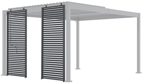 IDMarket – Lote de 2 persianas para pérgola con forma de panel, color gris