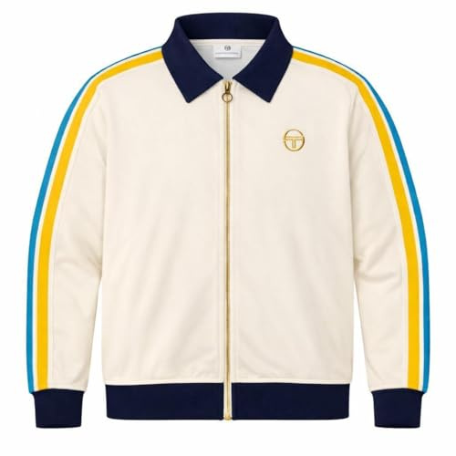 Sergio Tacchini Monte Velour Track Top Chaqueta, Gardenia/Azul Marítimo, Gardenia/Azul Marítimo, XXL
