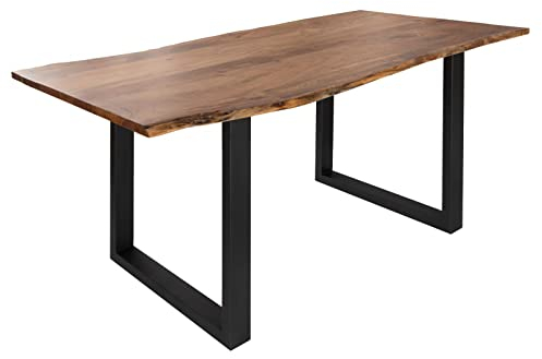 MASSIVMOEBEL24.DE | Freeform 3 - Baumtisch aus Akazienholz - Natur | + U-Beine in matt anthrazit | 180x90x76 | Massivholztisch Baumkantentisch Esstisch