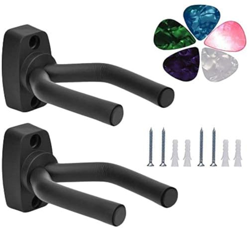 Support Mural pour Guitare Support de Guitare 2 Pack Compatible avec Acoustique Basse Electrique Banjo Ukulele Fiddle(Mediators pour guitares 5 Pack)