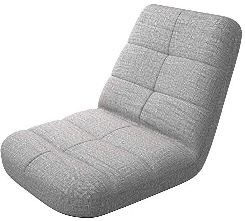 bonVIVO Easy Lounge Floor Chair – Adjustable Folding Chair with Back Support, Padded Floor Sofa for Meditation, Reading, Gaming – Comfortable Floor Seat for Adults – Gifts for Men & Women – Grey