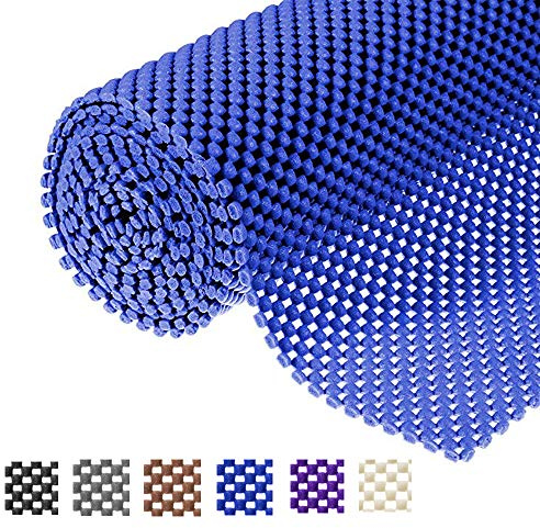 Shelf Liner Drawer Liner Non-Slip Mat Shelves Liners 12 X6.5’ Grid Pattern PVC Non-Adhesive Grip Liner Anti-Slip Mat for Kitchen Cabinets Wire Shelving Pantry Dresser Refrigerator (Blue)