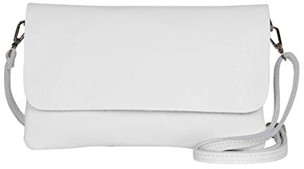 AmbraModa GLX11 - Crossbodytas, Clutch, telefoontas van echt leer met afneembaar en verstelbare schouderriem, passend voor mobiele telefoons en tablets tot 7 inch (Weiß)
