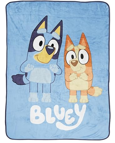 Jay Franco Plush Throw Blanket – 46 x 60 Inches Kids Hero Soft & Cozy Fleece Throw for Bedroom & Couch Décor, Official Licensed Product, Blue - Bluey