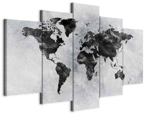 murando - Quadro Materico 200x100 cm 5 Pezzi - Stampa su Tela con Struttura - Effetto Dipinto XXL Grande - Quadri Moderni Componibili Camera da Letto Matrimoniale - Mappa del Mondo k-A-0431-b-m
