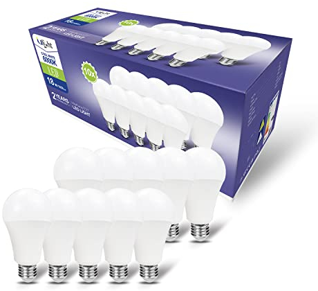 ULIGHT A70 LED-Tropfenlampe 18W, 150W äquivalente Glühlampe, 6000 K natürliches Licht, 1850 lm, 170 ° Strahl, 220-240 V E27-Sockel, 10er-Pack