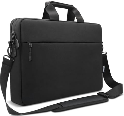 TECOOL Bolsa Portátil 14 15 Pulgadas Bandolera para Ordenador Impermeable Maletín Bolsa Mensajero para PC Portátil para Hombres Mujeres Escuela Viajar Trabajo Negocio Trabajar,Negro