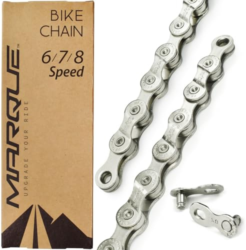MARQUE 6/7/8 Speed Bike Chain - Bicycle Chain for Road & Mountain Bike, Quick Link Included for Easy Installation, 1/2 x 3/32 inch, 116 Links - MTB Chains Replacement (1 Set, 6/7/8 Speed Chain)