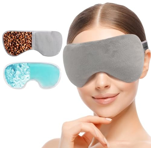 GHUKN, maschera per occhi secchi, occhiali termici per gli occhi, maschera per gli occhi caldi e freddi, 1 maschera per gli occhi a microonde, 1 cuscino rinfrescante per gli occhi, contro blefarite,