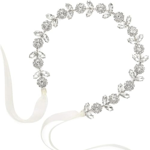 KBRPEY Blumen Haarband Kristall Strass Stirnband Braut Haarschmuck Hochzeit Kopfschmuck Diadem Elegantes Haaraccessoire