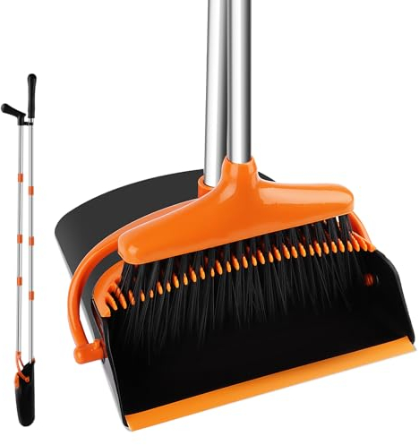 Escoba y Recogedor Plegable, Recogedor Plegable de Pie y Escoba con Giratorio de 180 Grados Cabeza，Cepillo Barrer de Mango Largo, para Cepillos para Barrido de Casa