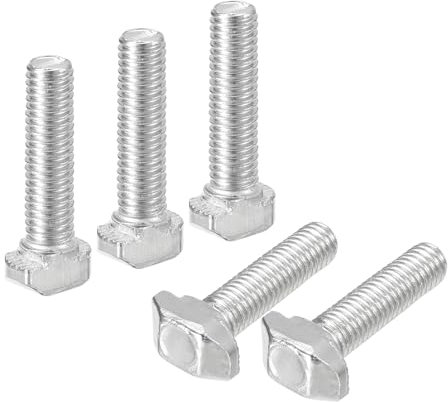 QUARKZMAN 30pz Bulloni a T-Slot, M5 x 20mm Bullone Testa a Martello Vite a T Perno per Profilo Di Estrusione Alluminio Serie 2020, Acciaio Carbonio Nichelato, Argento