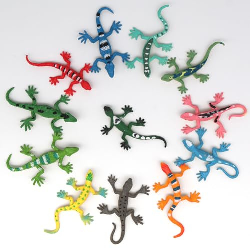 Doyomtoy Mini Giocattoli Dilatanti Lucertole, 12 pezzi Statuine di Lucertola Realistiche in Gomma Realistico Rettile Giocattoli Rettile Decorazioni di Partito Adatto per Parodie, Feste, Decorazioni